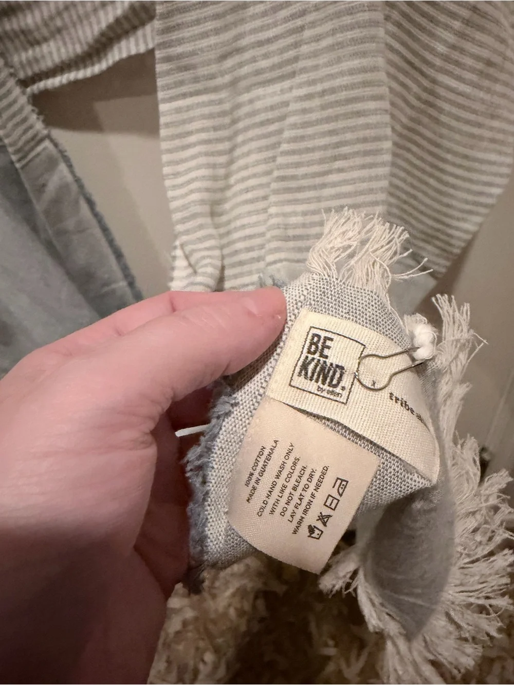 NWT Recycled Denim Light Blue & White Striped Shawl Scarf